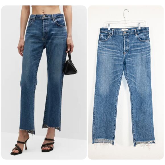 MOUSSY Vintage Harris Straight Denim Jeans fray Step Hem Sz...